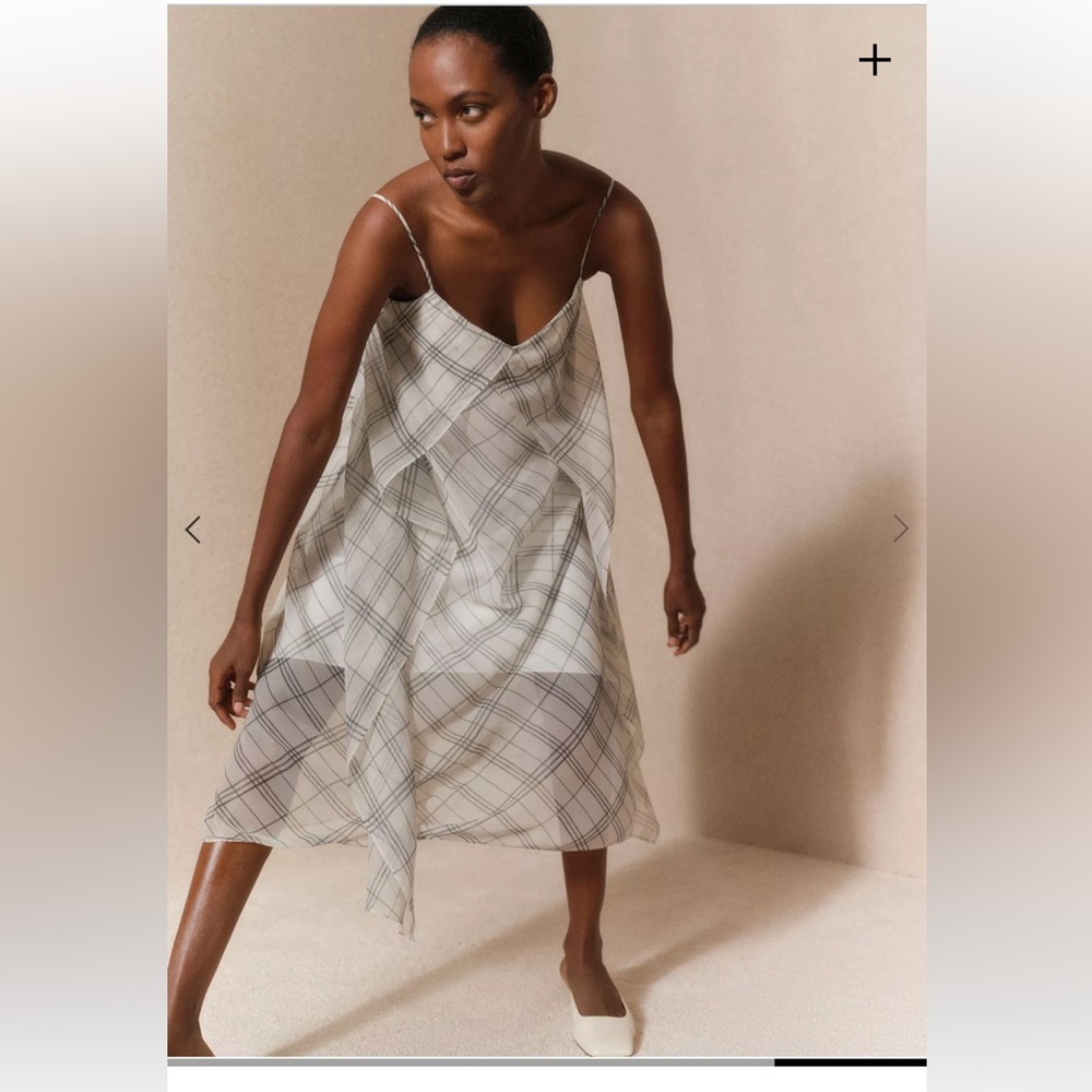 Vince Plaid Sheer Panel Dress in Medium